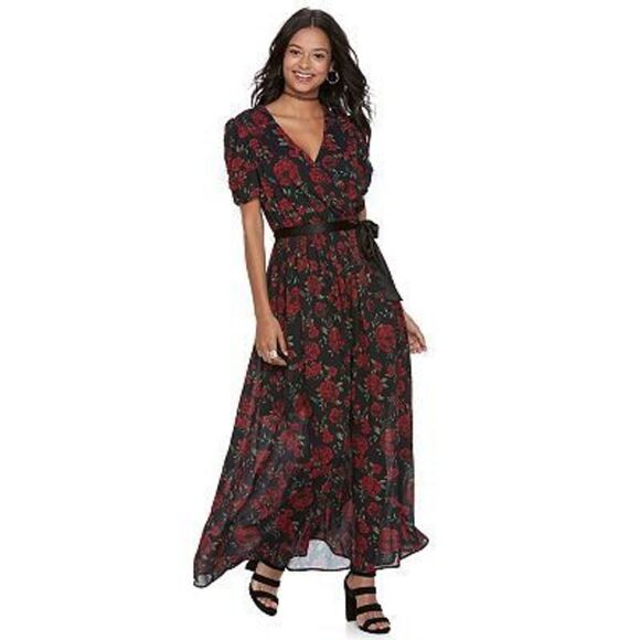 Disney Pixar Coco Juniors' Floral Surplice Maxi Dress sz M - Picture 1 of 10